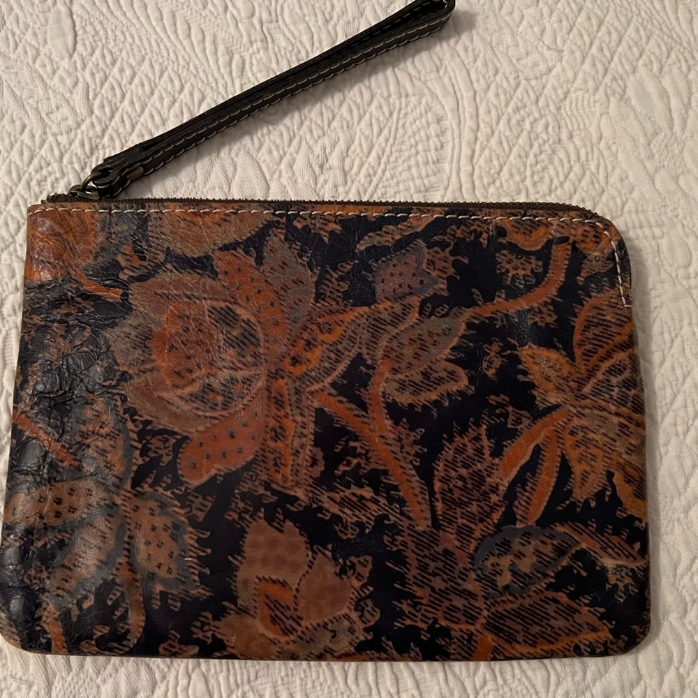Patricia Nash Floral Clutch/Wristlet in Brown and Black